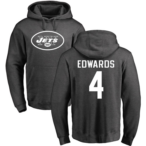 New York Jets Men Ash Lac Edwards One Color NFL Football #4 Pullover Hoodie Sweatshirts
